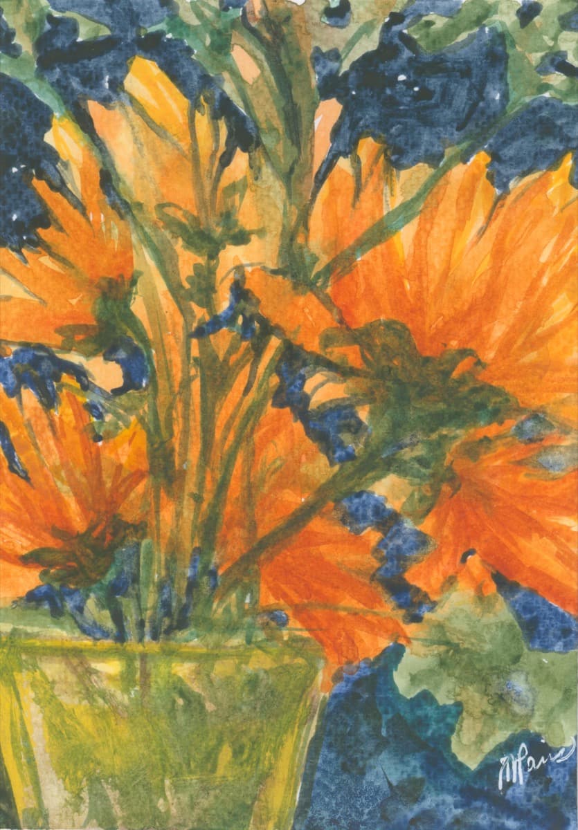 Mums Explode — watercolor by Nikki Paris